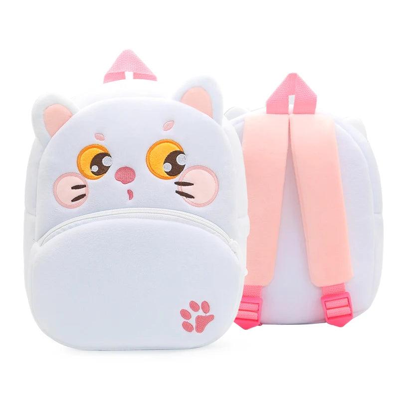 Cartoon Plush Backpack - White Cat - Backpacks For Tots