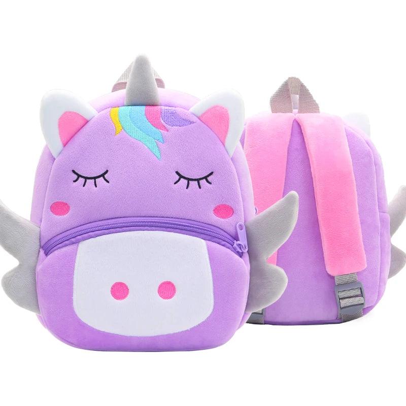 Cartoon Plush Backpack - Purple Unicorn - Backpacks For Tots