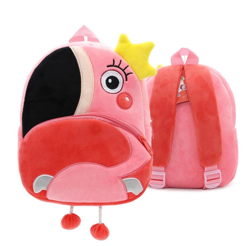 Cartoon Plush Backpack - Flamingo - Backpacks For Tots